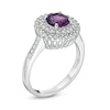 Thumbnail Image 2 of Previously Owned - 6.5mm Amethyst and Lab-Created White Sapphire Double Frame Ring in Sterling Silver