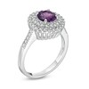 Thumbnail Image 3 of Previously Owned - 6.5mm Amethyst and Lab-Created White Sapphire Double Frame Ring in Sterling Silver