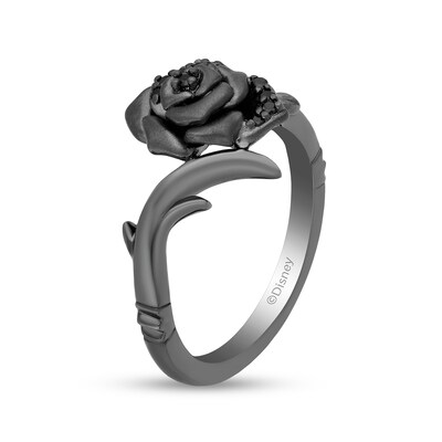 Previously Owned - Enchanted Disney Villains Maleficent 0.085 CT. T.W. Black Diamond Ring in Sterling Silver