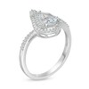 Thumbnail Image 2 of Previously Owned - Pear-Shaped Aquamarine and Lab-Created White Sapphire Flame Ring in Sterling Silver