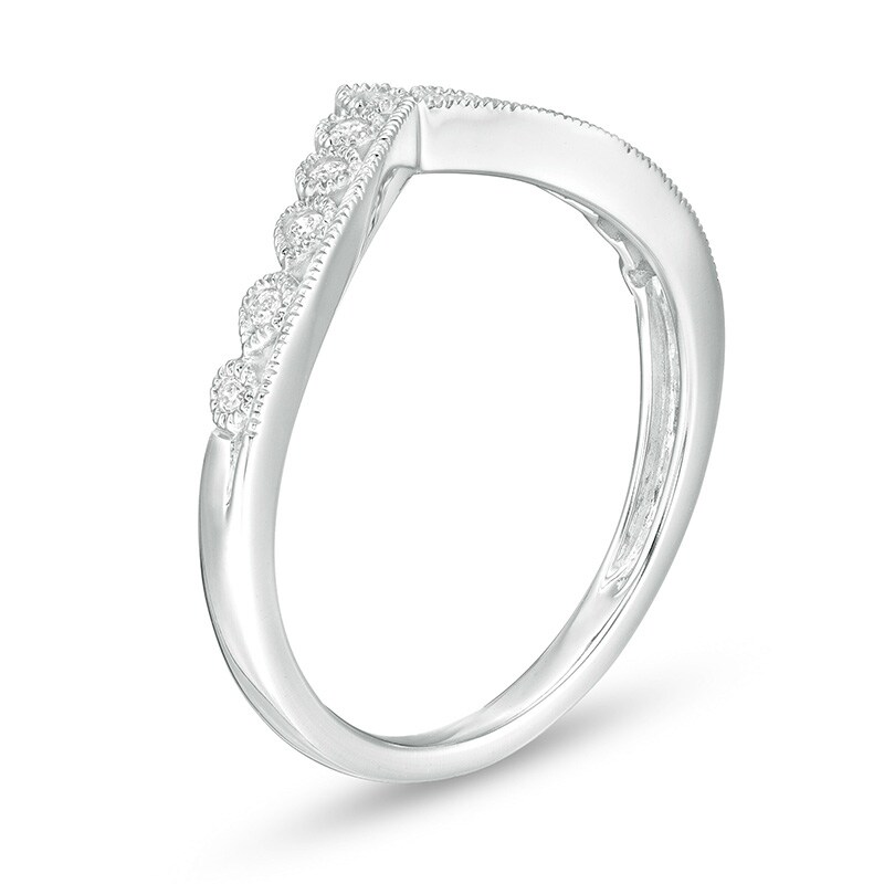 Main Image 3 of Previously Owned - 0.085 CT. T.W. Diamond Vintage-Style Tiara Contour Anniversary Band in 10K White Gold