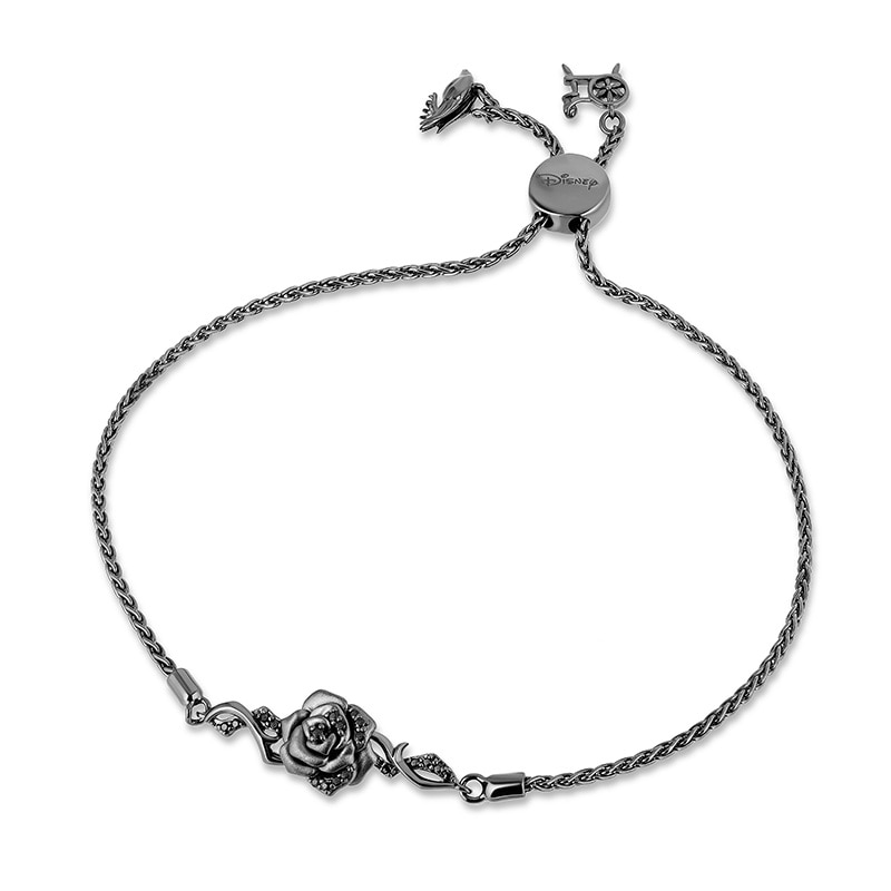 Previously Owned - Enchanted Disney Villains Maleficent 0.145 CT. T.W. Black Diamond Rose Bracelet in Sterling Silver