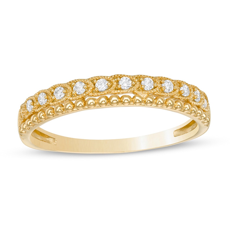 Previously Owned - 0.09 CT. T.W. Diamond Vintage-Style Double Row Anniversary Band in 10K Gold