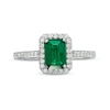 Thumbnail Image 3 of Previously Owned - Emerald-Cut Lab-Created Emerald and White Sapphire Frame Ring in Sterling Silver