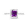 Thumbnail Image 4 of Previously Owned - Emerald-Cut Lab-Created Amethyst and White Sapphire Octagonal Frame Ring in Sterling Silver