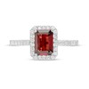 Thumbnail Image 3 of Previously Owned - Emerald-Cut Simulated Garnet and Lab-Created White Sapphire Octagonal Frame Ring in Sterling Silver