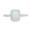 Thumbnail Image 3 of Previously Owned - Emerald-Cut Lab-Created Opal and White Sapphire Octagonal Frame Ring in Sterling Silver