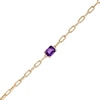 Previously Owned - Emerald-Cut Amethyst Solitaire and Paper Clip Chain Bracelet in 10K Gold - 7.25"