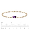 Previously Owned - Emerald-Cut Amethyst Solitaire and Paper Clip Chain Bracelet in 10K Gold - 7.25"