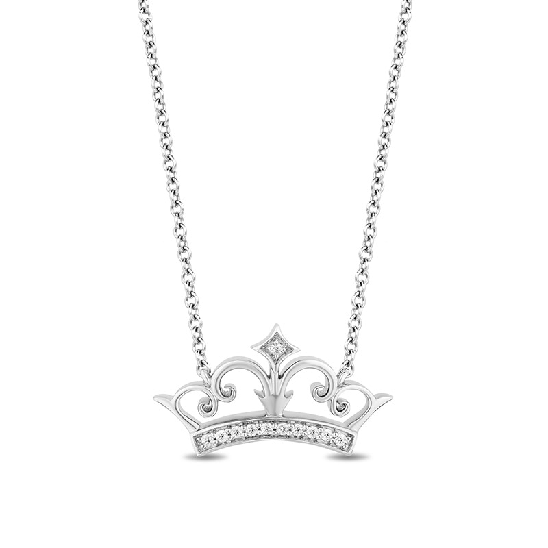 Previously Owned - Enchanted Disney Ultimate Princess Celebration 0.085 CT. T.W. Diamond Necklace in Sterling Silver