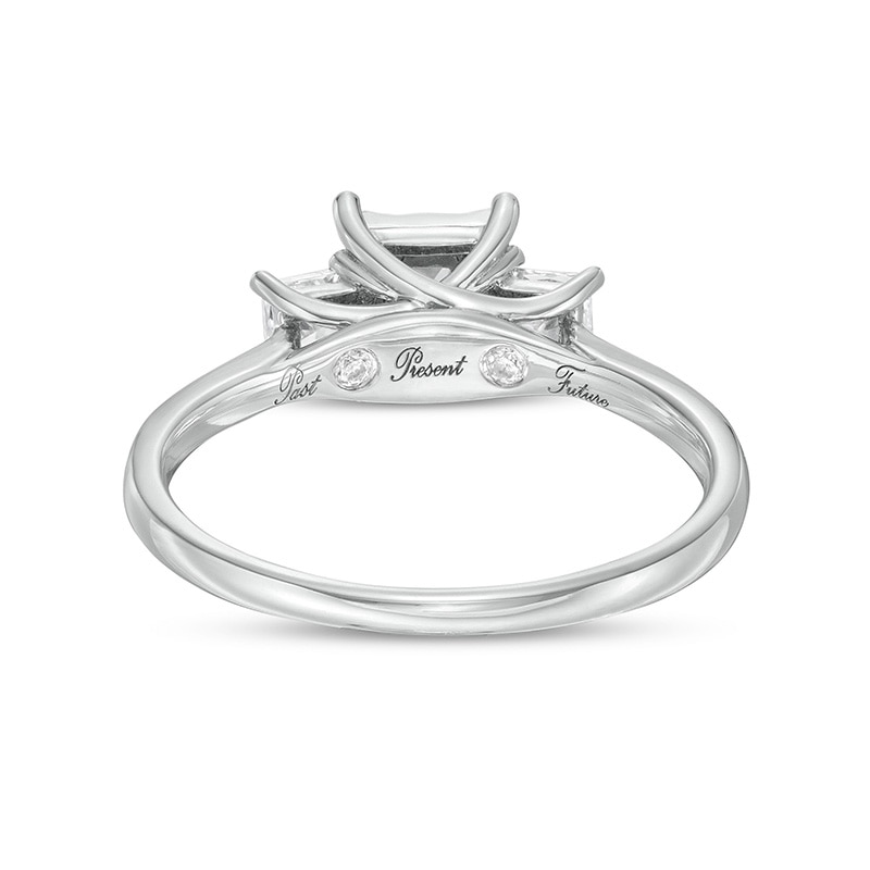 Previously Owned - 0.50 CT. T.W. Princess-Cut Diamond Past Present Future® Engagement Ring in 10K White Gold