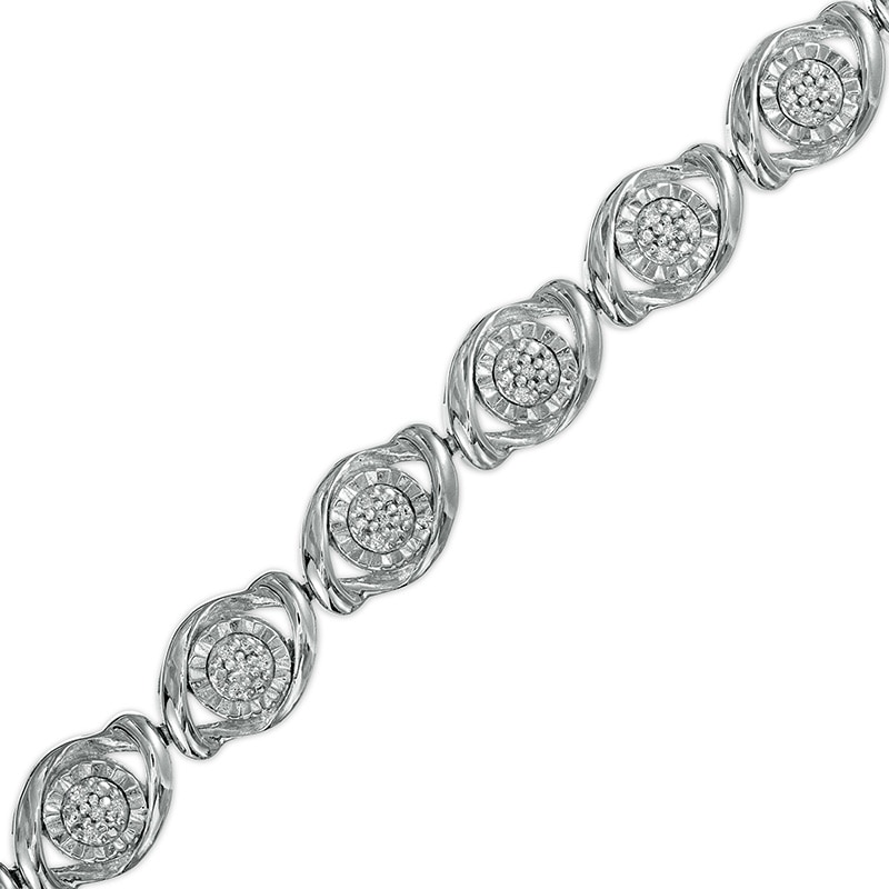 Previously Owned - 0.25 CT. T.W. Composite Diamond Marquise Link Bracelet in Sterling Silver - 7.5"|Peoples Jewellers