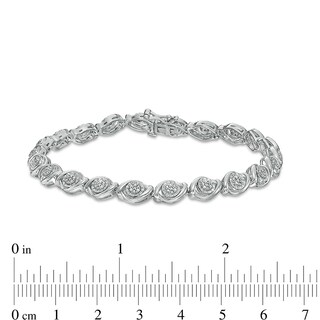 Previously Owned - 0.25 CT. T.W. Composite Diamond Marquise Link Bracelet in Sterling Silver - 7.5"