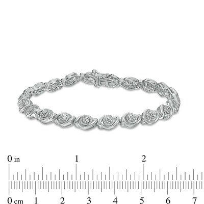 Previously Owned - 0.25 CT. T.W. Composite Diamond Marquise Link Bracelet in Sterling Silver - 7.5"