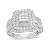 Thumbnail Image 0 of Previously Owned - 1.00 CT. T.W. Multi-Diamond Double Cushion Frame Vintage-Style Engagement Ring in 10K White Gold