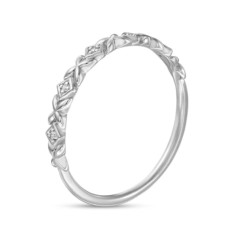 Previously Owned - Diamond Accent Alternating Kite Shape and Flower Stackable Band in 10K White Gold