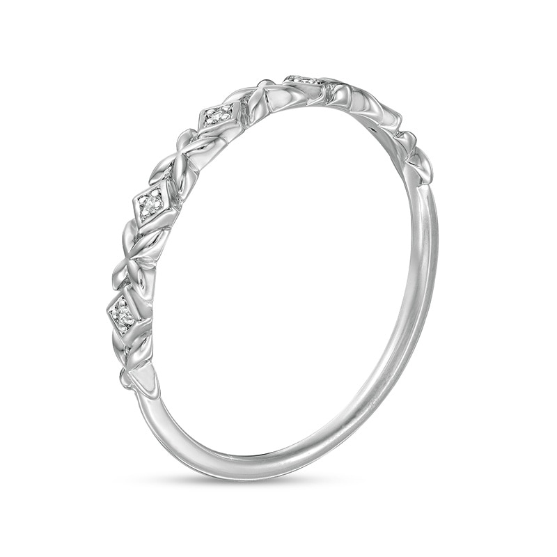 Previously Owned - Diamond Accent Alternating Kite Shape and Flower Stackable Band in 10K White Gold