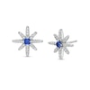Thumbnail Image 1 of Previously Owned - 3.0mm Blue and White Lab-Created Sapphire North Star Stud Earrings in Sterling Silver