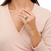 Thumbnail Image 1 of Previously Owned - Emerald-Cut Lab-Created Emerald and White Lab-Created Sapphire Triple Row Ring in Sterling Silver