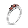 Thumbnail Image 2 of Previously Owned - Princess-Cut Garnet and Diamond Accent Three Stone Ring in 10K White Gold