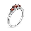 Thumbnail Image 2 of Previously Owned - Princess-Cut Garnet and Diamond Accent Three Stone Ring in 10K White Gold