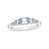 Thumbnail Image 0 of Previously Owned - Princess-Cut Aquamarine and Diamond Accent Three Stone Ring in 10K White Gold