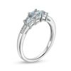 Thumbnail Image 2 of Previously Owned - Princess-Cut Aquamarine and Diamond Accent Three Stone Ring in 10K White Gold
