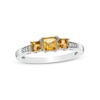 Thumbnail Image 1 of Previously Owned - Princess-Cut Citrine and Diamond Accent Three Stone Ring in 10K White Gold