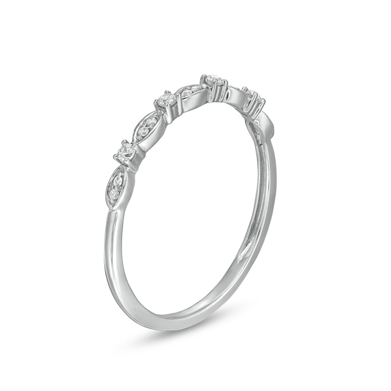 Previously Owned - 0.10 CT. T.W. Diamond Wrapped Wedding Band in 10K White Gold