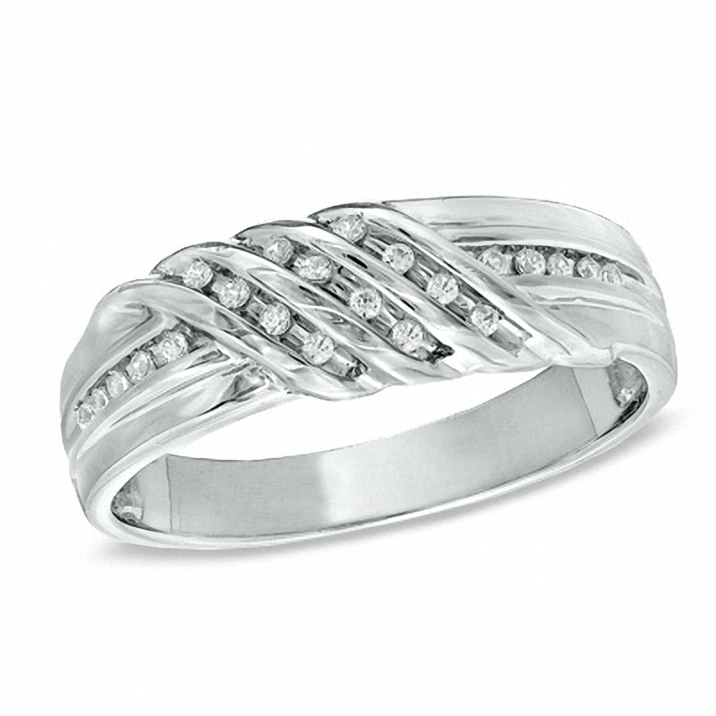Previously Owned - Men's 0.10 CT. T.W. Diamond Band in Sterling Silver|Peoples Jewellers