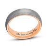 Thumbnail Image 0 of Previously Owned - Men's 6.0mm Engravable Brushed Low Dome Comfort-Fit Wedding Band in Tantalum and Rose IP (1 Line)