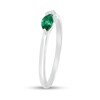 Thumbnail Image 1 of Previously Owned - Sideways Marquise Lab-Created Emerald and White Sapphire Trio Side Accent Ring in Sterling Silver