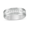 Thumbnail Image 0 of Previously Owned - Men's 0.24 CT. T.W. Diamond Stepped Edge Comfort-Fit Wedding Band in Stainless Steel and Tungsten