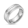 Thumbnail Image 2 of Previously Owned - Men's 0.24 CT. T.W. Diamond Stepped Edge Comfort-Fit Wedding Band in Stainless Steel and Tungsten