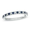 Thumbnail Image 1 of Previously Owned Vera Wang Love Collection 0.14 CT. T.W. Diamond and Blue Sapphire Band in 14K White Gold