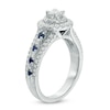 Previously Owned - Vera Wang Love Collection 0.80 CT. T.W. Diamond and Blue Sapphire Double Frame Ring in 14K White Gold