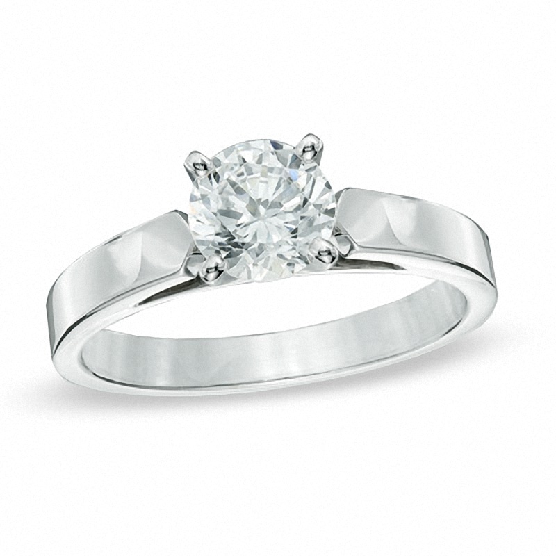 Previously Owned 1.50 CT. Diamond Solitaire Crown Royal Engagement Ring in 14K White Gold (J/I2)