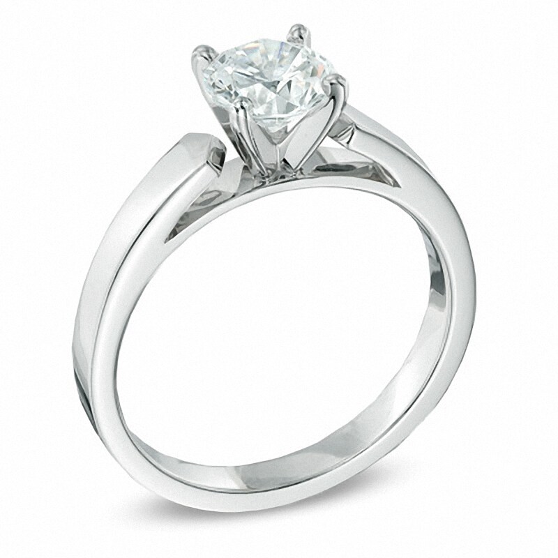 Previously Owned 1.50 CT. Diamond Solitaire Crown Royal Engagement Ring in 14K White Gold (J/I2)