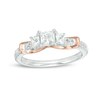 Thumbnail Image 0 of Previously Owned Adrianna Papell 0.95 CT. T.W. Princess-Cut Diamond Three Stone Engagement Ring in 14K Two-Tone Gold