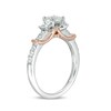Thumbnail Image 1 of Previously Owned Adrianna Papell 0.95 CT. T.W. Princess-Cut Diamond Three Stone Engagement Ring in 14K Two-Tone Gold