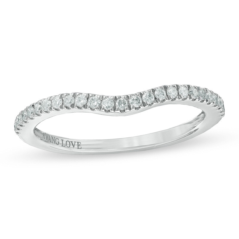 Previously Owned Vera Wang Love Collection 0.15 CT. T.W. Diamond Contour Wedding Band in 14K White Gold