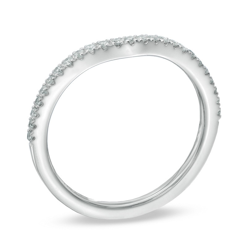 Previously Owned Vera Wang Love Collection 0.15 CT. T.W. Diamond Contour Wedding Band in 14K White Gold