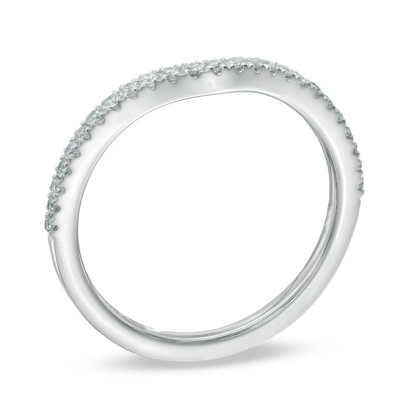 Main Image 2 of Previously Owned Vera Wang Love Collection 0.15 CT. T.W. Diamond Contour Wedding Band in 14K White Gold
