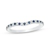 Thumbnail Image 1 of Previously Owned - Vera Wang Love Collection Blue Sapphire and 0.07 CT. T.W. Diamond Contour Wedding Band in 14K White Gold