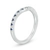 Thumbnail Image 2 of Previously Owned - Vera Wang Love Collection Blue Sapphire and 0.07 CT. T.W. Diamond Contour Wedding Band in 14K White Gold