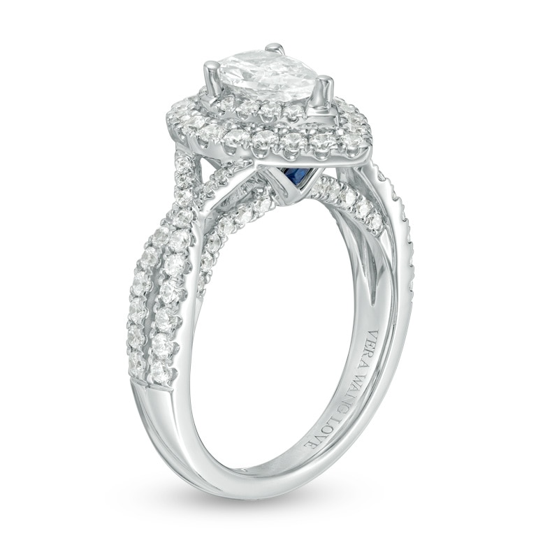 Previously Owned - Vera Wang Love Collection 1.58 CT. T.W. Pear-Shaped Diamond Double Frame Twist Engagement Ring in 14K White Gold