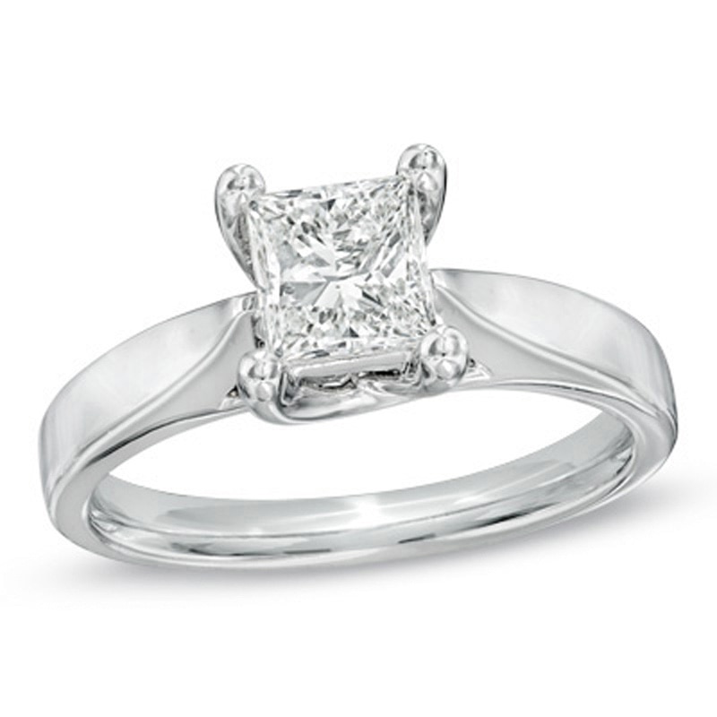 Previously Owned Celebration Ideal 1.00 CT. Princess-Cut Diamond Ring in 14K White Gold (I/I1)