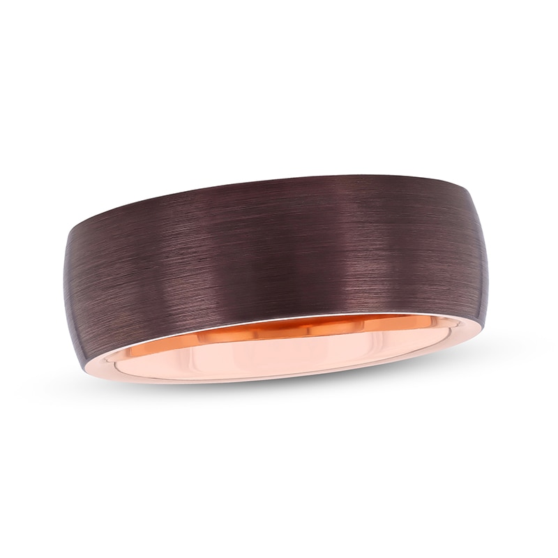 Previously Owned - Men's 8.0mm Brushed Wedding Band in Tantalum with Brown and Rose Ion-Plate (1 Line)|Peoples Jewellers