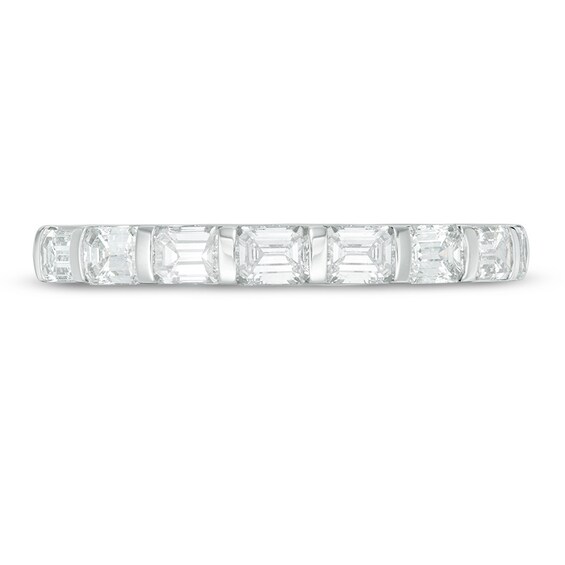 Previously Owned Vera Wang Love Collection 0.69 CT. T.W. Emerald-Cut Diamond Band in 14K White Gold (I/SI2)