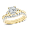 Thumbnail Image 1 of Previously Owned - 0.33 CT. T.W. Quad Diamond Frame Bridal Set in 10K Gold